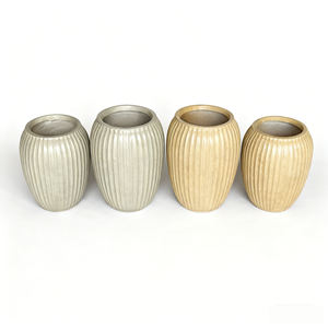 स्टाइलिश आधुनिक mगो मिट्टी के फूल बर्तन बर्तन हाथ से नक्काशीदार फिनिश घर इनडोर पौधों आउटडोर बालकनी फर्श सजावट 3-4 एल - Product Image 2