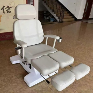 Adjustable Beauty Bed Foot Soaking Chair Salon Treatment <b>Table</b> Upholstered Massage Chair White - Product Image 3