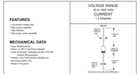 1N5391 1N5392 1N5393 1N5394 1N5395 1N5396 1N5397 1N5398 1N5399 Diode Standard 50V 1.5A trou traversant DO-15