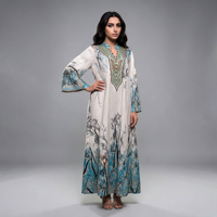 Robe longue ample et élégante en jacquard turc imprimé, respirante, style vintage, à manches longues, pour soirée musulmane, Abaya de fête 2026