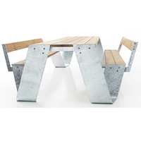 Table de jardin banc siège en bois rue ville piazza parc extérieur table et chaise ensemble