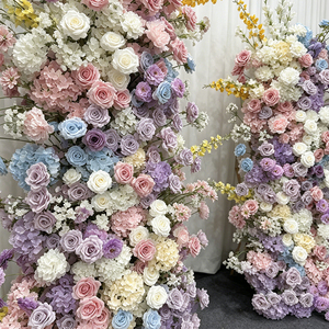 Conjunto de Columnas de Flores Artificiales en Tonos Pastel Arcoíris, para Decoración de Bodas y Fondo de Bienvenida - Product Image 2