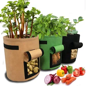 Bolsa cilíndrica de fieltro de Papel kraft para cultivo de verduras, bolsa de 5/7/10 galones para cultivo de plantas, gran oferta