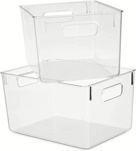 Clear Space Rectangle Injection-Molded Eco-Friendly PET Plastic <b>Storage</b> Bins 3-6L Capacity for <b>Kitchen</b> Pantry Fridge - Product Image 4
