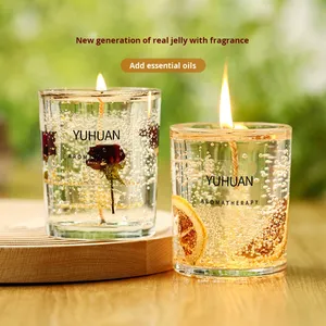 Bougie parfumée artisanale écologique en cire de soja à base de gelée de fleurs réelles, aromathérapie, huile essentielle, encens, cylindrique, Saint-Valentin - Product Image 4