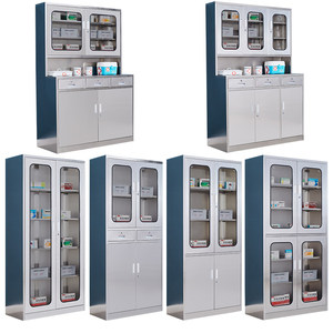 Serie di Armadietti Medici in Acciaio Inossidabile: Armadietti per Medicina Occidentale, Strumenti Dentali e Conservazione di Documenti per Cliniche e Laboratori - Product Image 3