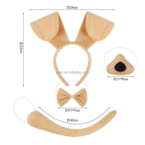 Disfraz de Dálmata para Halloween, Accesorios de Disfraz, Orejas de Perro, Diadema, Nariz, Lazo y Cola, 4 Piezas - Product Image 5