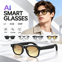 Lunettes Caméra Intelligentes IA L1 4 Go de Mémoire Vidéo POV 8MP Appels Bluetooth Traduction Multilingue Audio Open Ear Assistant Vocal IA