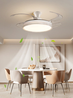 Ventilateur de plafond rétractable LED moderne de 42 pouces avec éclairage, télécommande et haut-parleur Bluetooth, style lustre décoratif