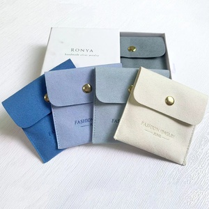Pochette de rangement pour bijoux en microfibre de coton velours de luxe avec logo personnalisé, 8x8 cm, sac de rangement pour bijoux, sac d'emballage - Product Image 4