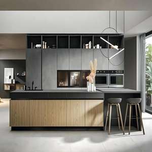 Colección de Precios de Gabinetes de Cocina Modernos de Lujo en Madera Gris Brillante - Product Image 1