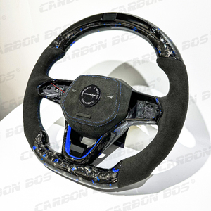 Volante LED de Alcántara y Fibra de Carbono Forjada, Compatible con Volkswagen MK8 MK7 MK6 <span class=keywords><strong>Golf</strong></span> R <span class=keywords><strong>GTI</strong></span> GTD GTE Polo, Actualización de <span class=keywords><strong>Antiguo</strong></span> a Nuevo - Product Image 4
