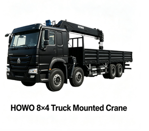 Grue montée sur camion Sinotruk 8x4, fournie directement par l'usine, avec benne <span class=keywords><strong>de</strong></span> chargement sur mesure et grue télescopique hydraulique - Product Image 1