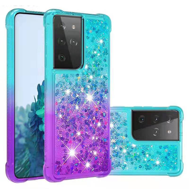New Flowing Liquid Floating Sparkle Glitter Shock Absorption Soft Cover for Samsung S7 S8 S9 S10 S21 A21s A12 A42 Phone Case