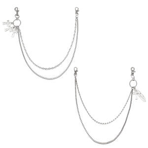 Cadena de Pantalones de Metal de Doble Capa con Colgante de Cruz para Hombre, Cadena de Cintura para Discoteca, Hip Hop, Baile Callejero, Cierre de Gancho de Plata Tibetana - Product Image 1