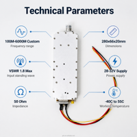 Module amplificateur de puissance RF GUORESOUN 3400-3600MHz 13W/25W/50W Gain 48dB Faible bruit Télécommande Résistant à l'eau Intérieur/Extérieur