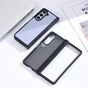 Black Plastic Frosted Phone Case For Samsung Galaxy Z Fold 5 Fold 4 Matte Skin Feeling Folding Hard PC Shockproof Back Cover