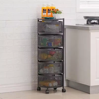 Chariot de cuisine rotatif à 360° avec paniers multi-niveaux pour le rangement des légumes et des fruits, avec roulettes