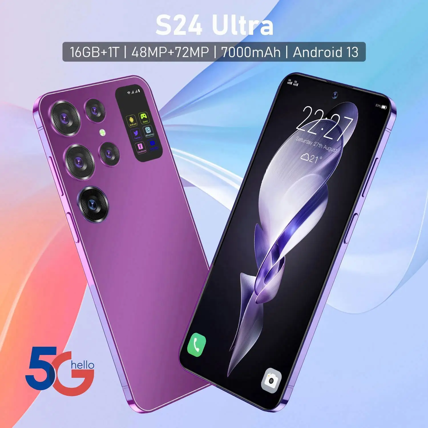 Hot New Original S24 U Itra 5g Smartphone 16GB+1TB 7.2inch Unlocked Dual Sim Mobile Phone 10-Core 6800mah Long Standby Cellphone