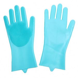 Reusable <b>Silicone</b> Gloves Insulated Magic Kitchen Bath Gloves for Dishwashing and Cleaning <b>Waterproof</b> Feature - Product Image 1
