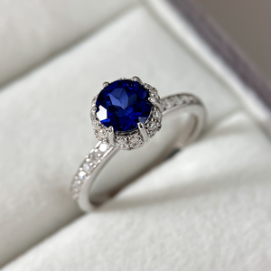 Blue Collection <b>Rings</b> for Women <b>Brass</b> Trendy Zircon Engagement Wedding Party Gift 18K Gold & Rhodium Plated - Product Image 4