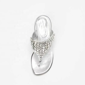 Sliver Low Thin Heels Women Clip Toe Pumps Dress Slingback Thong Sandals Summer Big Diamonds <b>Shoes</b> - Product Image 4