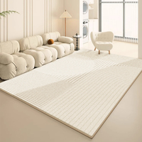 Tapis Nordiques Beiges pour Salon, Moquette de Chambre à Coucher Style Turc, Tapis Floral pour Table à Café et à Manger, Antidérapant