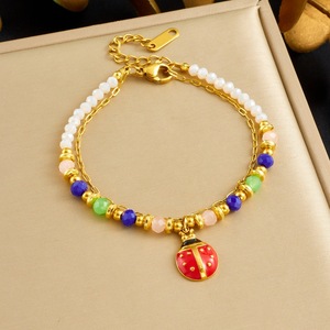Fashion Charm Bracelet Rainbow Beaded Mushroom Pendant Women's Jewelry Zinc Alloy Cartoon Design Yiwu Origin - Product Image 3