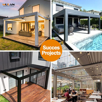Pérgola Motorizada Retráctil de Aluminio Bioclimática, Diseño Impermeable con Rejillas Ajustables, Gazebo para Exteriores con Sistema de Drenaje