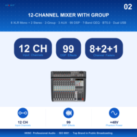 Console de mixage audio numérique compacte professionnelle avec construction métallique pour les conférences acoustiques et les utilisations sur scène DJ