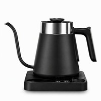 Bouilloire électrique à col de cygne en acier inoxydable noir, contrôle de la température, pour café filtre, 1L, sans fil, chauffe-eau rapide