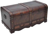 Coffre de rangement en bois marron de style antique, grande table basse vintage, dimensions 90x51x42 cm, boîtes et bacs de rangement en gros