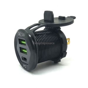 Cargador de Teléfono Móvil para Coche, Motocicleta y Barco, con Tres Puertos de Carga Rápida QC3.0 + PD, Doble QC3.0 + PD - Product Image 3
