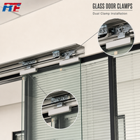 Pince de porte automatique sans perçage RETO pour systèmes de portes coulissantes automatiques en verre de 10-12 mm, quincaillerie de porte en verre