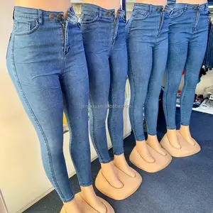 2024 Hot classic jeans stretch super thin blue wash jeans women jeans supplier wholesale