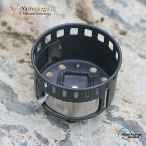 Olla portátil de aluminio para acampar de 400 ml con estufa de alcohol integrada para cocinar al aire libre - Product Image 3