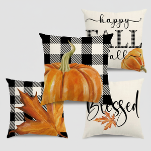 18x18 Fall <b>Pillow</b> Covers Thanksgiving Farmhouse Decorative & <b>Throw</b> <b>Pillows</b> Buffalo Plaid Pumpkin Maple Leaf Outdoor Decor Co - Product Image 4