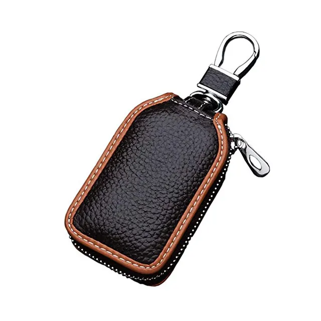 Wholesale Super Quality Leather Zipper Around Custom Mini car key bag Case Holder Western Style Unisex