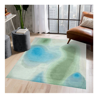 Tapis imprimé en chenille bleu design, tapis d'intérieur 3D, tapis de sol, tapis imprimé lavable, dos antidérapant