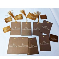 Étiquettes suspendues en papier kraft effet métallique couleur cuivre de luxe pour vêtements, étiquettes tissées en carton, matériel d'habillement