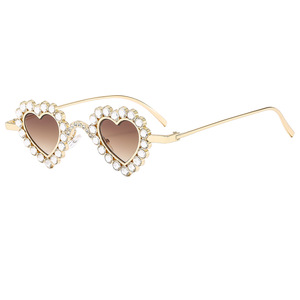 Vintage Personality Y2K Sun <b>Glasses</b> Ladies UV400 <b>Heart</b> Shaped Diamond Sunglasses Party Eyewear for Women - Product Image 5