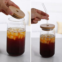 Verre à eau en jus de borosilicate canette de bière tasse de boisson froide gobelets maigres avec couvercle et paille