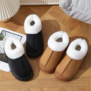 Women's Winter Cotton <strong>Slippers</strong> with Thick-Soled Bag Heel Indoor Household Fleece Shoes Warm <strong>Wool</strong> Outwear <strong>Slippers</strong> - Product Image 4