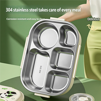 Boîte à lunch en acier inoxydable 304, résistante au micro-ondes, pour le stockage des aliments, boîte bento