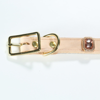 Großhandel Maßgefertigtes Leder-Haustierhalsband Verstellbar Einfaches Design Mit Edelstein-Dekoration Personalisiertes Luxus-Halsband für Hunde und Katzen
