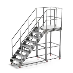 Top Quality Heavy Duty Mobile Platform Ladder With Reinforced Aluminium Platform For Professional Use