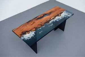 Nueva llegada hecho a mano en Stock mesa de madera resina epoxi Playa Blanca playa palisandro mesa de comedor - Product Image 2