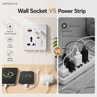 Prise murale universelle 3 broches 10A 20W avec port USB Type-C à charge rapide, prise électrique murale en plastique UK AC110-250V