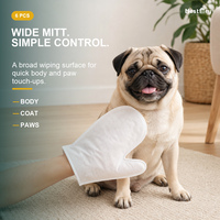 6 lingettes-gants de toilettage douces et sans parfum pour chiens et chats, sans rinçage, pour le nettoyage sans eau, marque privée
