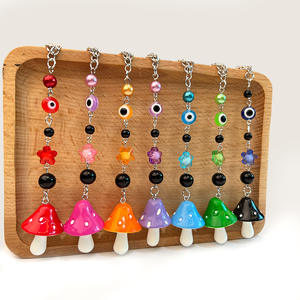 Themed Mushroom Pendant Chain With Evil Eye And Flower <b>Charms</b> For <b>Phone</b> <b>Case</b> Bag Accessory Unisex Fashion Jewelry - Product Image 3